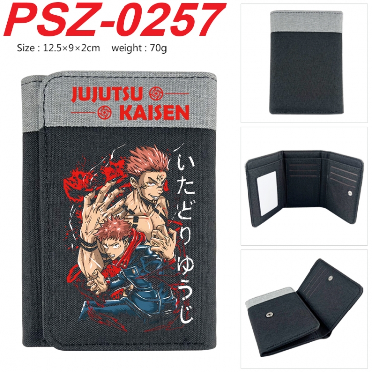 Jujutsu Kaisen Anime color blocked three fold concealed wallet 12.5X9X2CM 70G