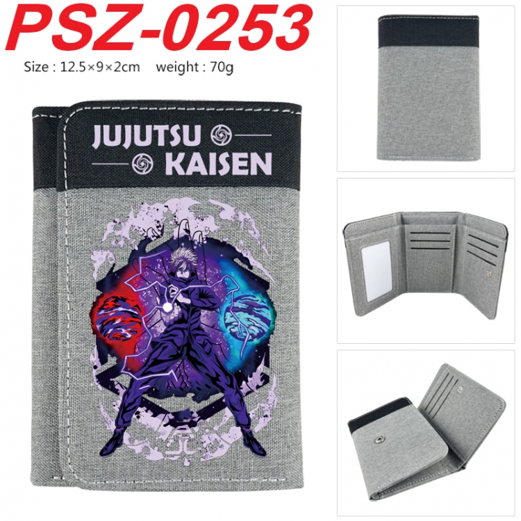 Jujutsu Kaisen Anime color blocked three fold concealed wallet 12.5X9X2CM 70G