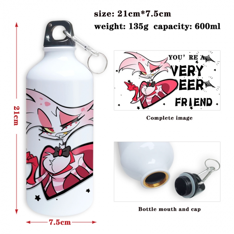 Hazbin Hotel Anime full-color printed outdoor sports kettle aluminum pot 600ml