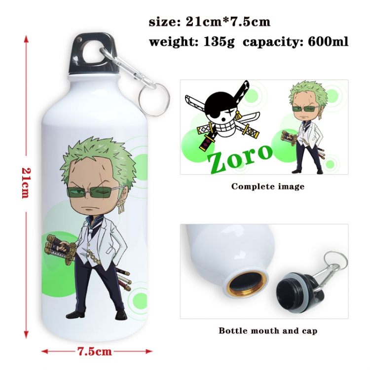 One Piece Anime full-color printed outdoor sports kettle aluminum pot 600ml