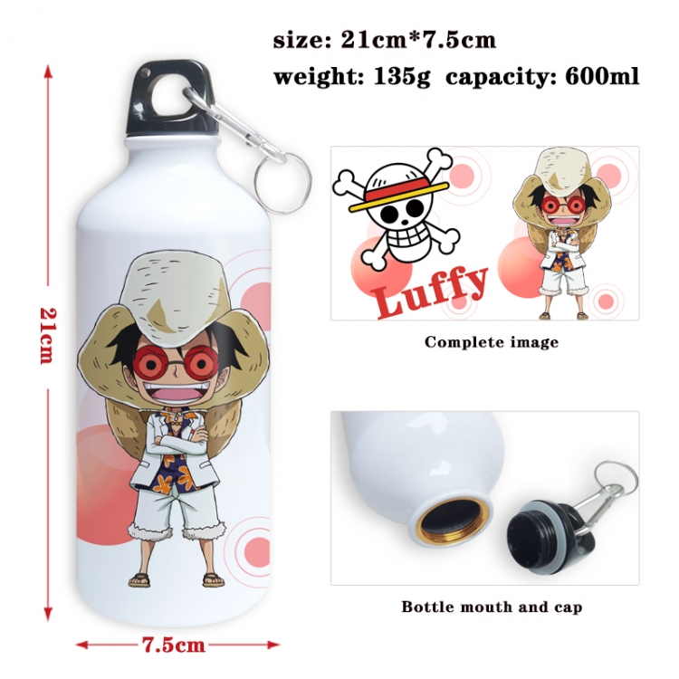 One Piece Anime full-color printed outdoor sports kettle aluminum pot 600ml