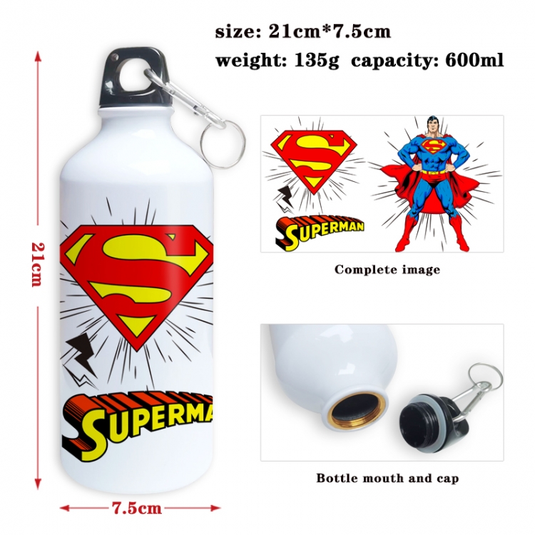 Superman Anime full-color printed outdoor sports kettle aluminum pot 600ml