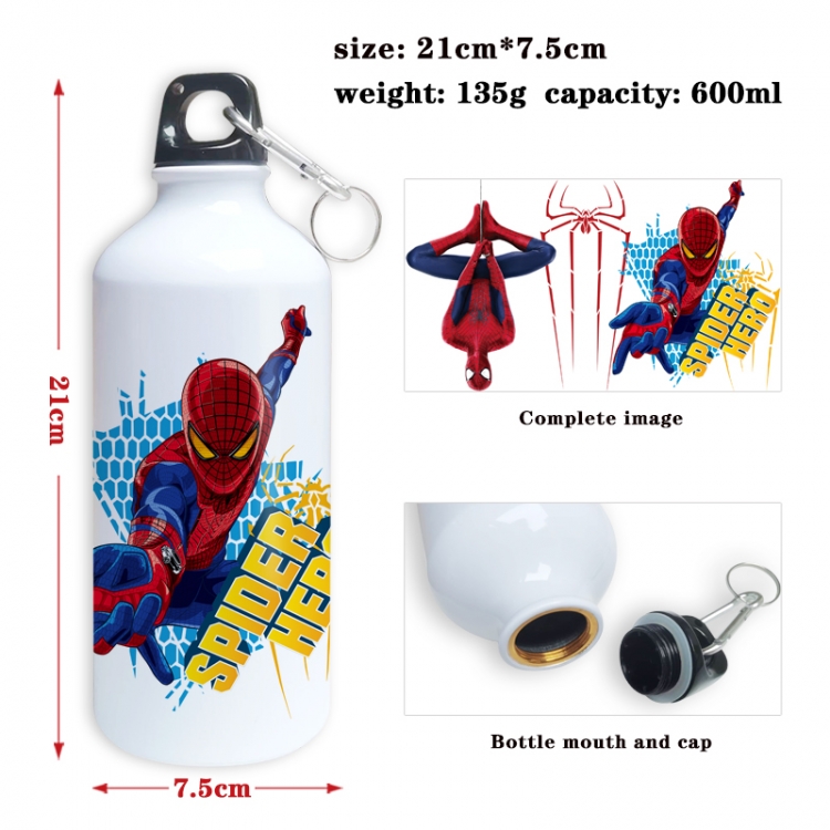 Spiderman Anime full-color printed outdoor sports kettle aluminum pot 600ml