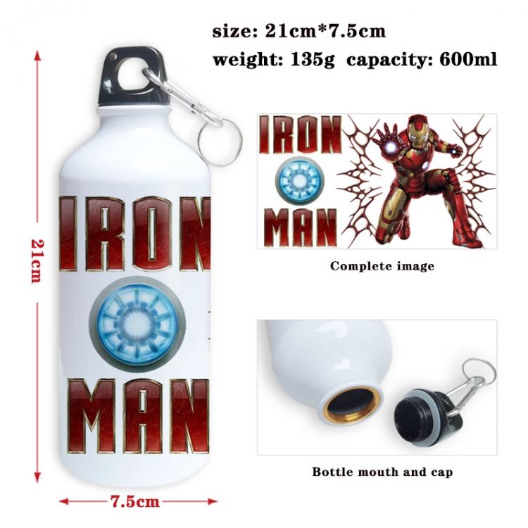 Iron Man Anime full-color printed outdoor sports kettle aluminum pot 600ml