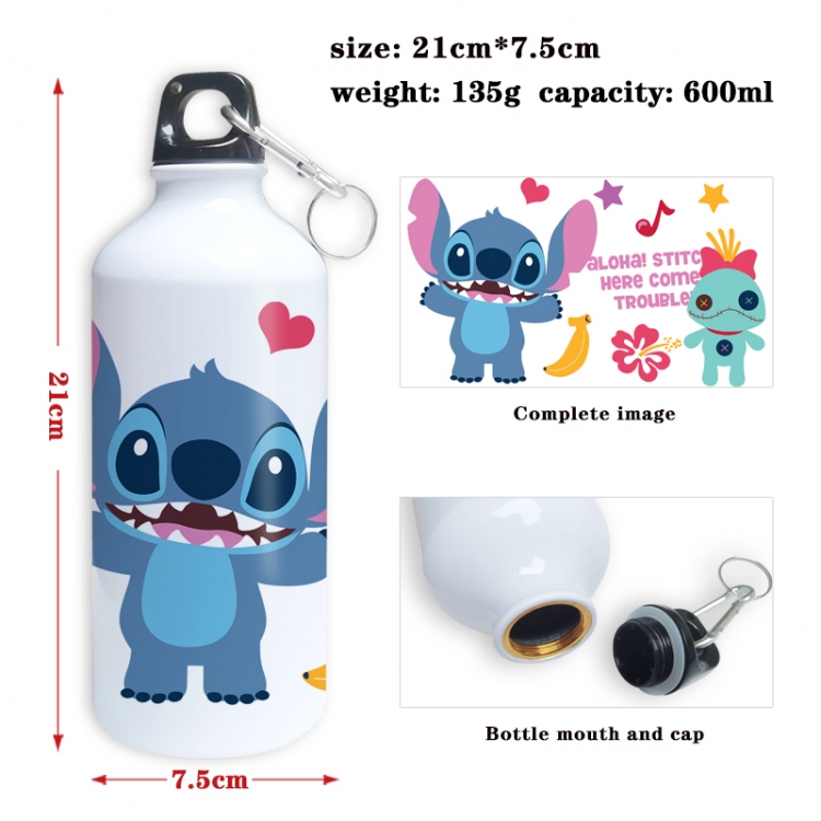 Lilo & Stitch Anime full-color printed outdoor sports kettle aluminum pot 600ml