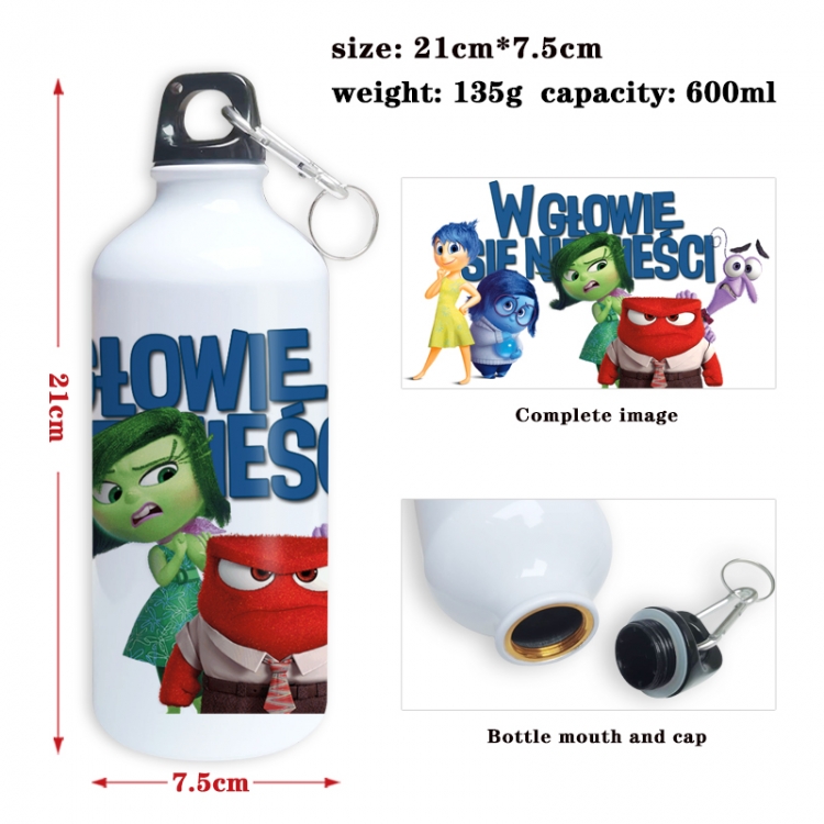 Inside Out Anime full-color printed outdoor sports kettle aluminum pot 600ml