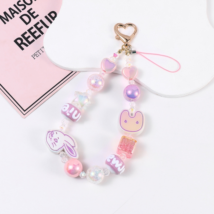 newjeans Colorful bead laser pendant bag hanging chain keychain