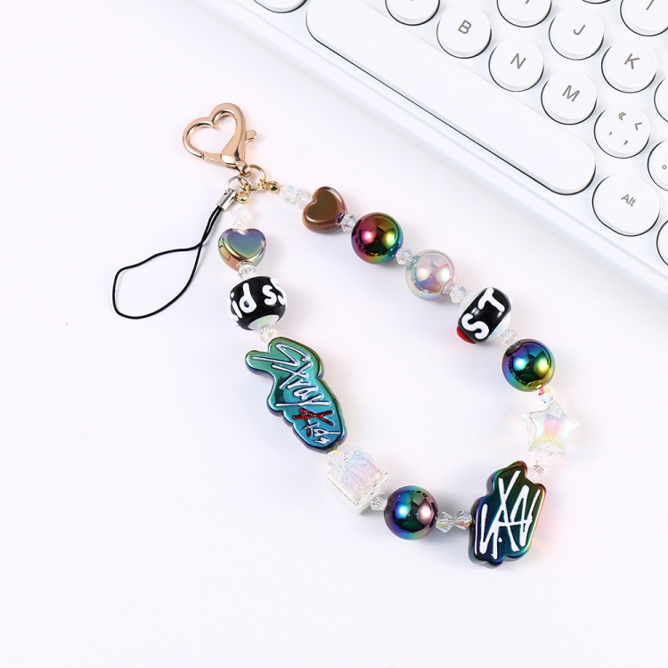 Stray kids  Colorful bead laser pendant bag hanging chain keychain