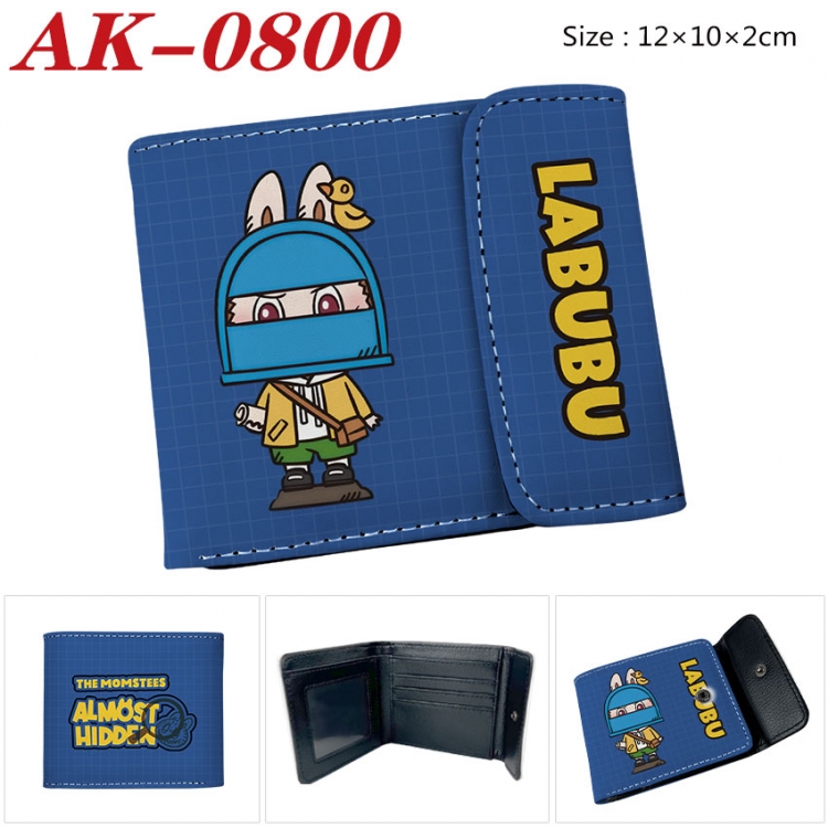 Labubu Anime PU leather full color buckle two fold wallet 12X10X2CMak-0800