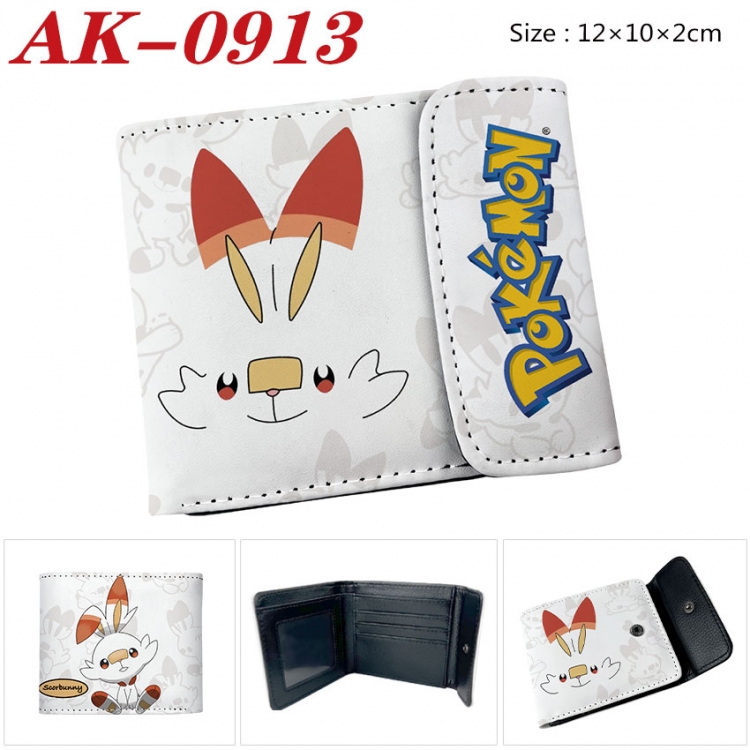 Pokemon Anime PU leather full color buckle two fold wallet 12X10X2CM ak-0913