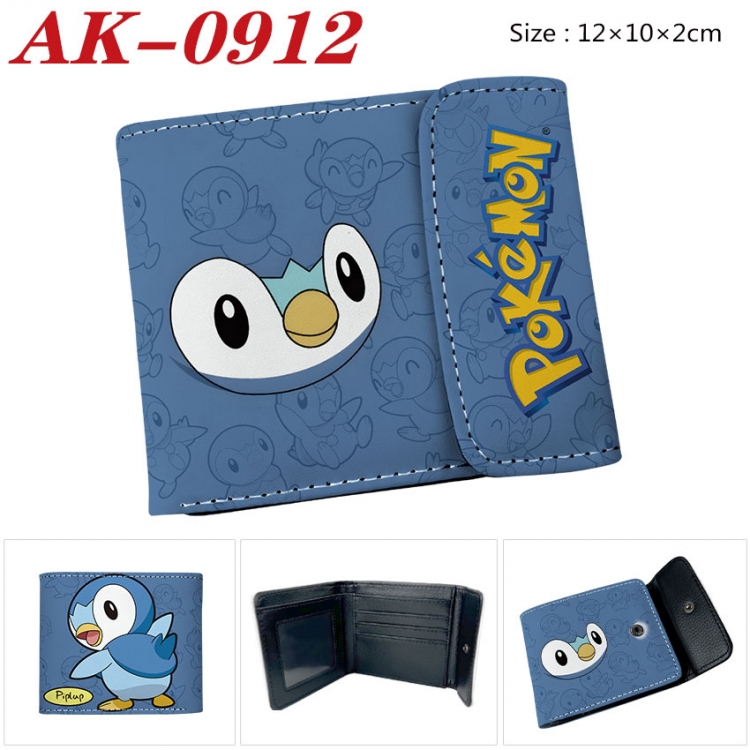 Pokemon Anime PU leather full color buckle two fold wallet 12X10X2CM ak-0912