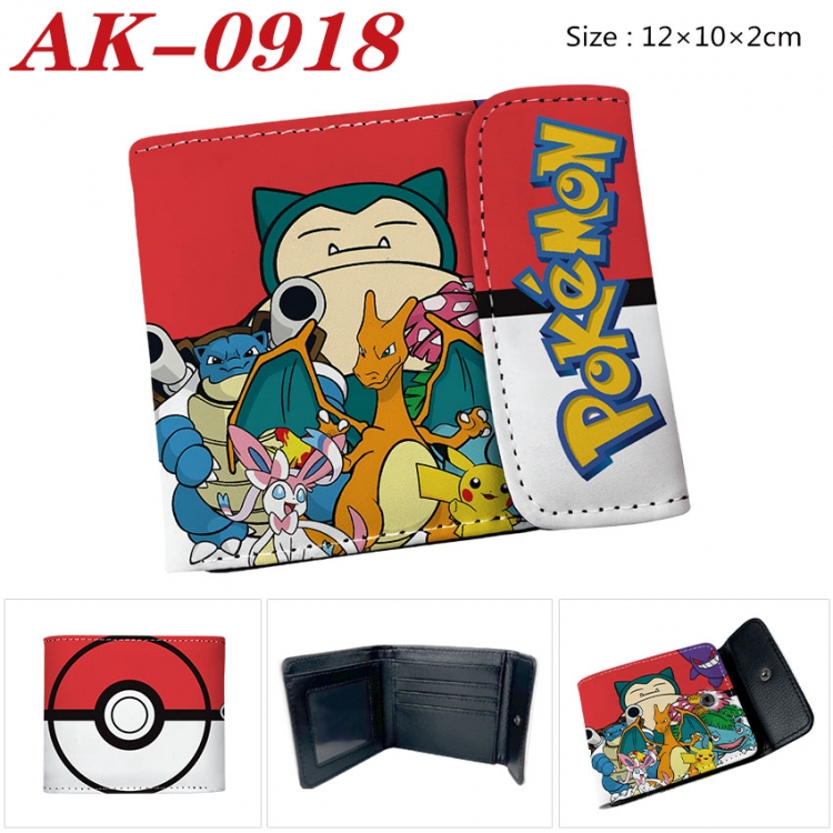 Pokemon Anime PU leather full color buckle two fold wallet 12X10X2CM ak-0918