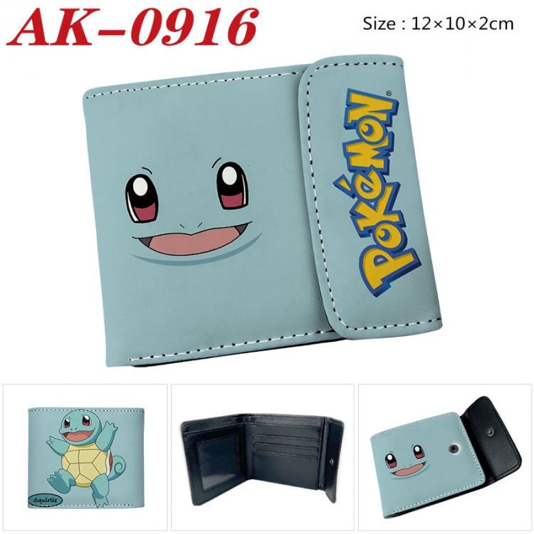 Pokemon Anime PU leather full color buckle two fold wallet 12X10X2CM ak-0916