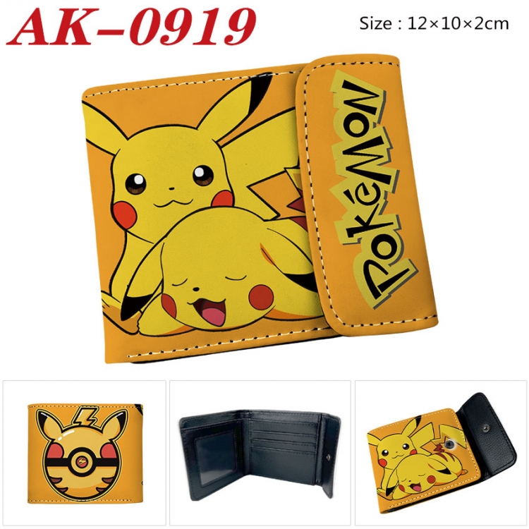 Pokemon Anime PU leather full color buckle two fold wallet 12X10X2CM ak-0919