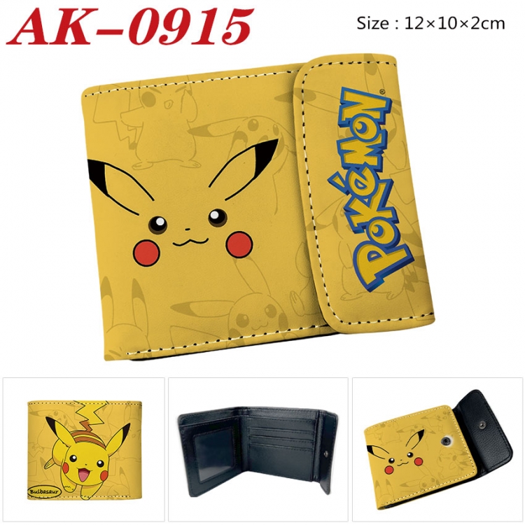 Pokemon Anime PU leather full color buckle two fold wallet 12X10X2CM ak-0915