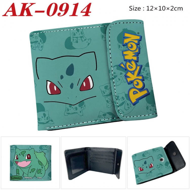 Pokemon Anime PU leather full color buckle two fold wallet 12X10X2CM ak-0914