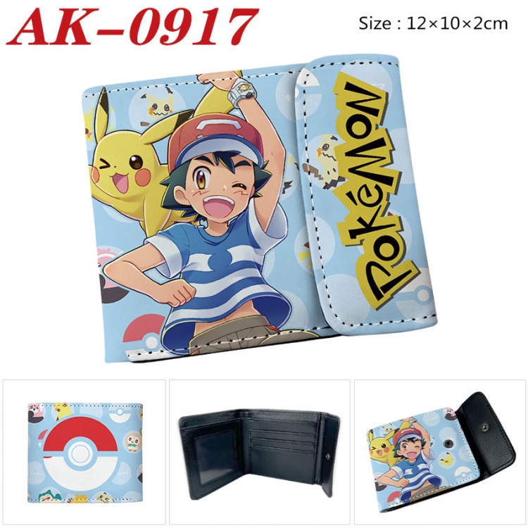 Pokemon Anime PU leather full color buckle two fold wallet 12X10X2CM  ak-0917