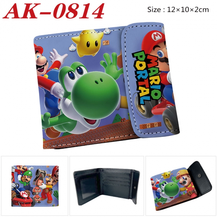 Super Mario Anime PU leather full color buckle two fold wallet 12X10X2CM ak-0814