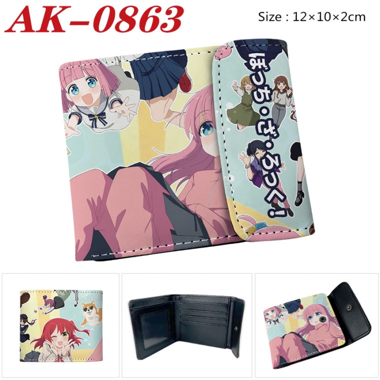 BOCCHI THE ROCK! Anime PU leather full color buckle two fold wallet 12X10X2CM ak-0863