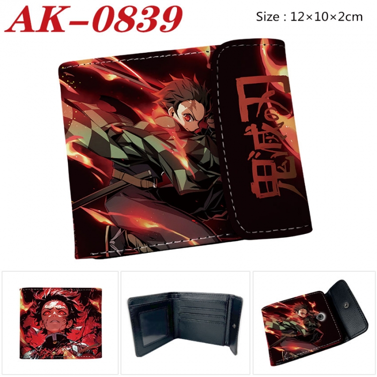 Demon Slayer Kimets Anime PU leather full color buckle two fold wallet 12X10X2CM  ak-0839