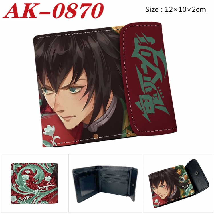 Demon Slayer Kimets Anime PU leather full color buckle two fold wallet 12X10X2CM ak-0870