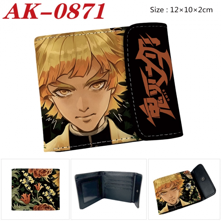 Demon Slayer Kimets Anime PU leather full color buckle two fold wallet 12X10X2CM  ak-0871