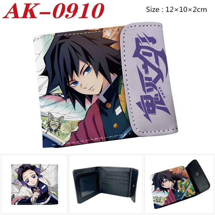 Demon Slayer Kimets Anime PU leather full color buckle two fold wallet 12X10X2CM ak-0910