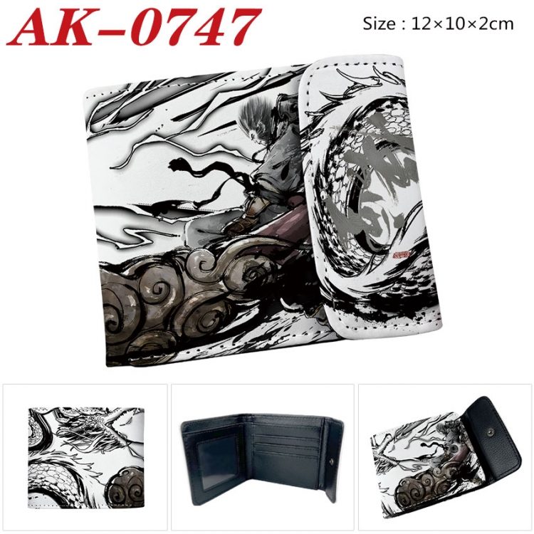 Black Myth Anime PU leather full color buckle two fold wallet 12X10X2CM  ak-0747