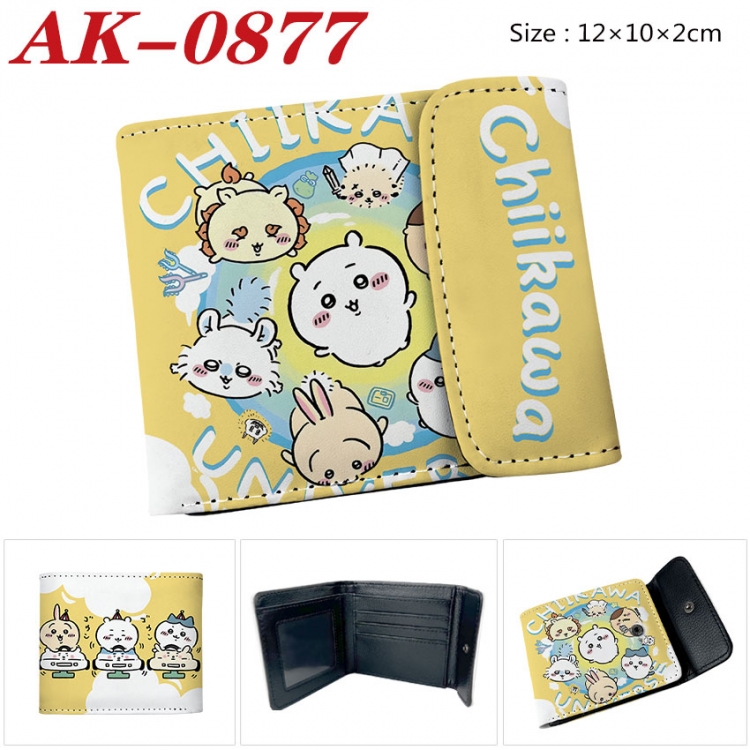 chiikawa Anime PU leather full color buckle two fold wallet 12X10X2CM  ak-0877