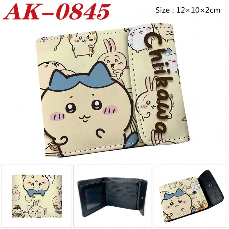 chiikawa Anime PU leather full color buckle two fold wallet 12X10X2CM  ak-0845