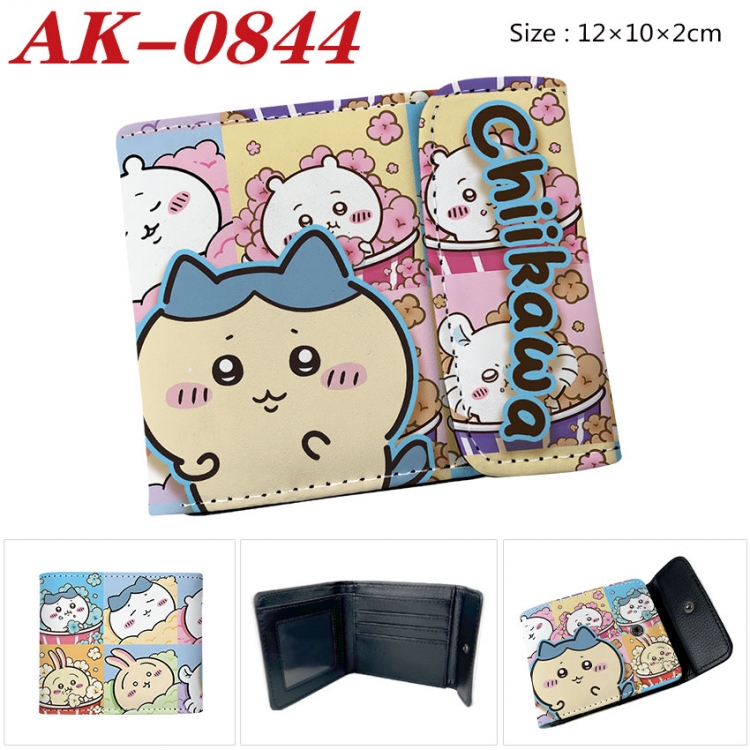 chiikawa Anime PU leather full color buckle two fold wallet 12X10X2CM ak-0844