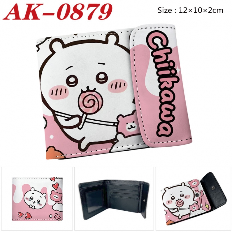 chiikawa Anime PU leather full color buckle two fold wallet 12X10X2CM ak-0879