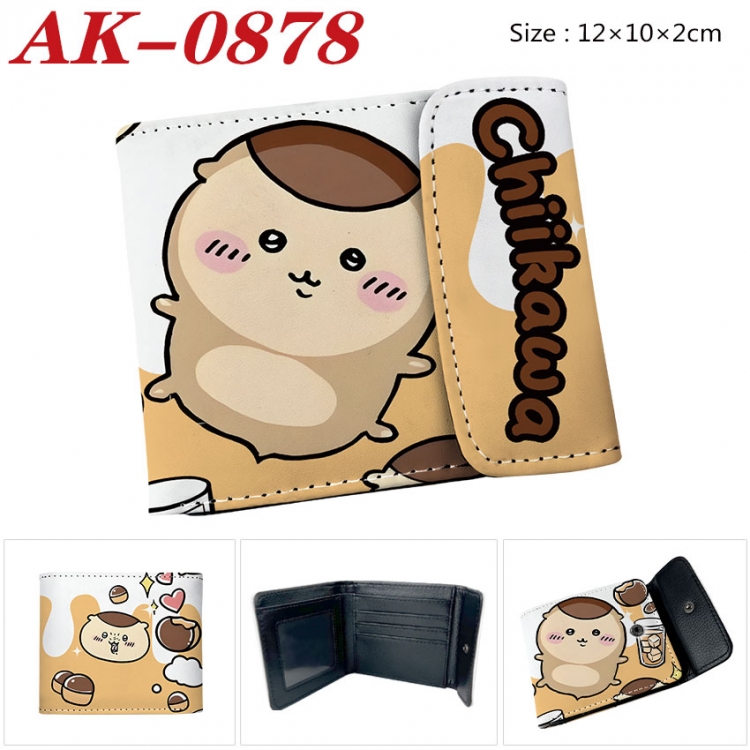 chiikawa Anime PU leather full color buckle two fold wallet 12X10X2CM ak-0878