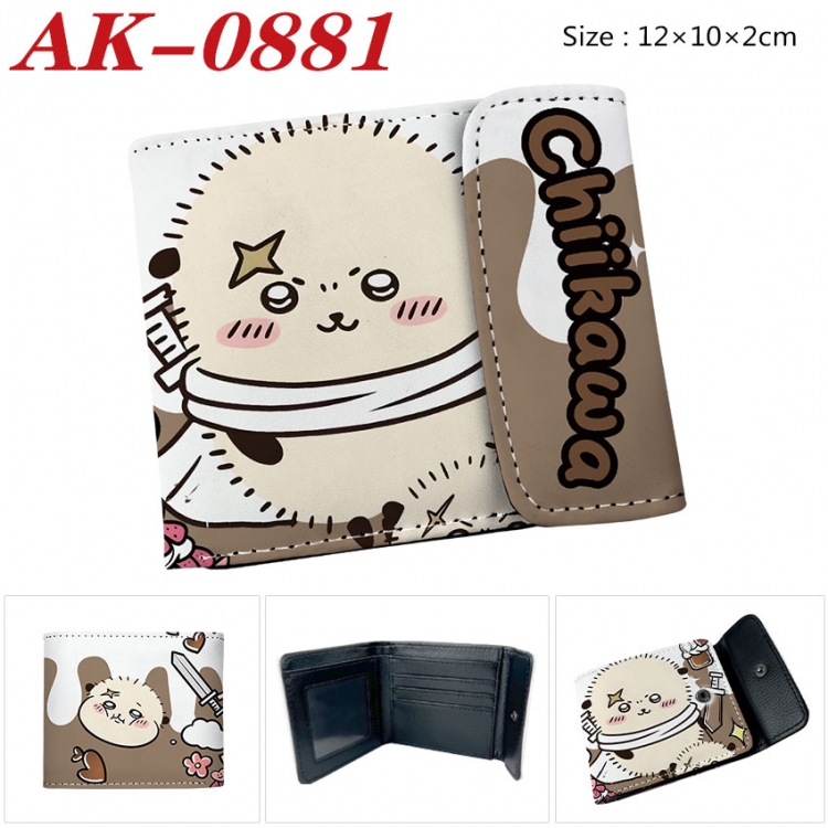 chiikawa Anime PU leather full color buckle two fold wallet 12X10X2CM ak-0881