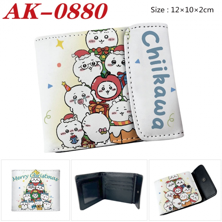 chiikawa Anime PU leather full color buckle two fold wallet 12X10X2CM ak-0880