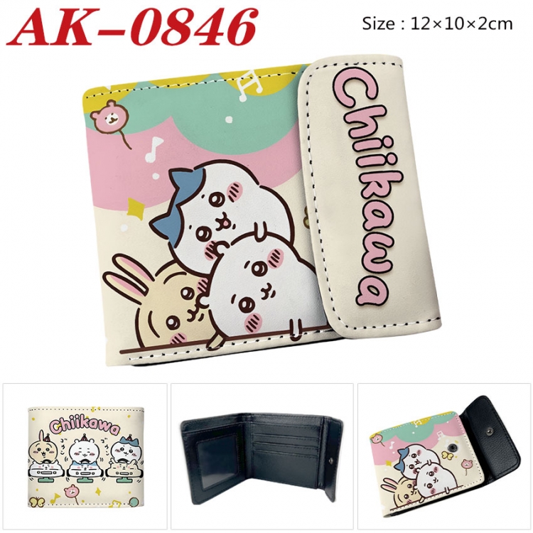 chiikawa Anime PU leather full color buckle two fold wallet 12X10X2CM  ak-0846