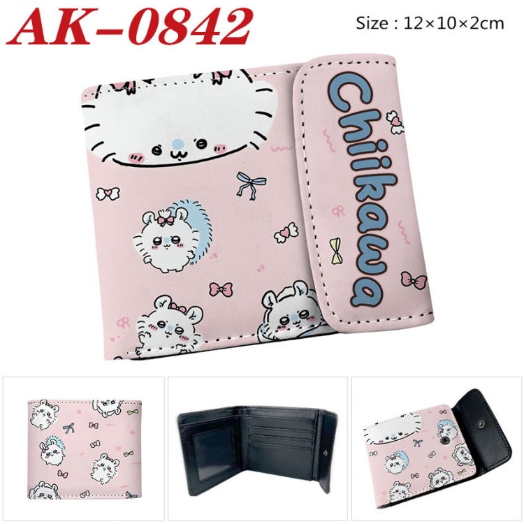 chiikawa Anime PU leather full color buckle two fold wallet 12X10X2CM ak-0842