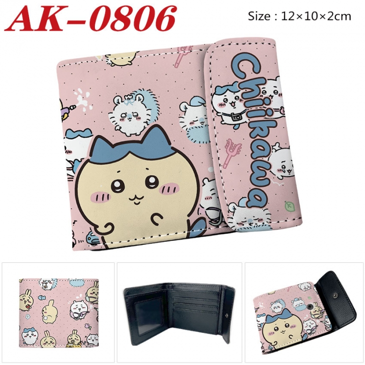 chiikawa Anime PU leather full color buckle two fold wallet 12X10X2CM  ak-0806