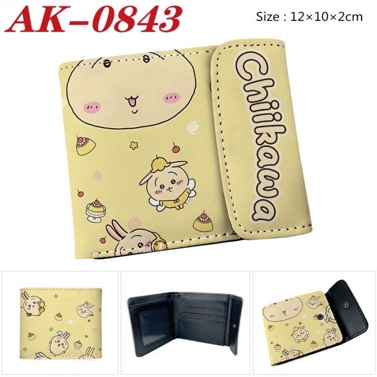 chiikawa Anime PU leather full color buckle two fold wallet 12X10X2CM ak-0843