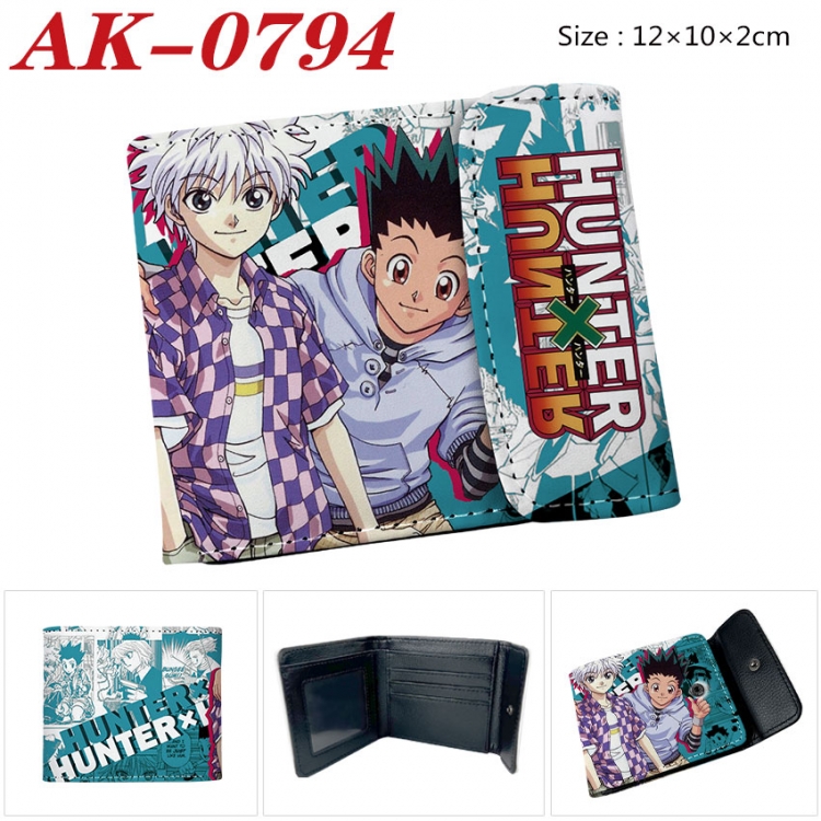 HunterXHunter Anime PU leather full color buckle two fold wallet 12X10X2CM  ak-0794