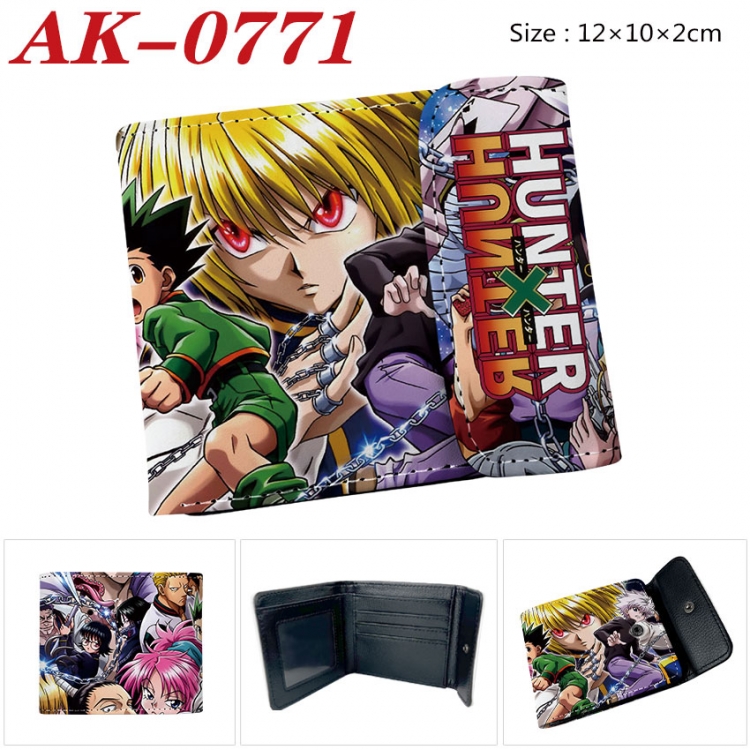 HunterXHunter Anime PU leather full color buckle two fold wallet 12X10X2CM ak-0771