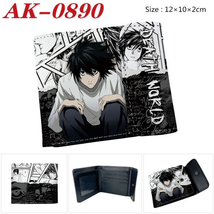 Death note Anime PU leather full color buckle two fold wallet 12X10X2CM ak-0890