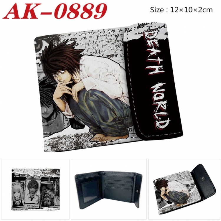 Death note Anime PU leather full color buckle two fold wallet 12X10X2CM ak-0889