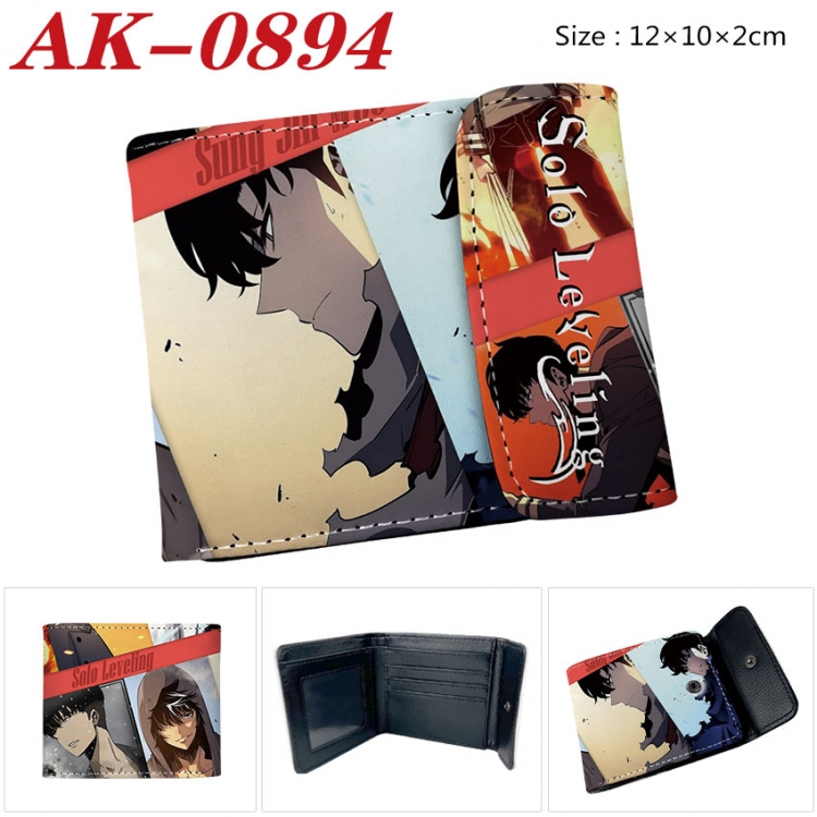 Solo Leveling:Arise Anime PU leather full color buckle two fold wallet 12X10X2CM  ak-0894