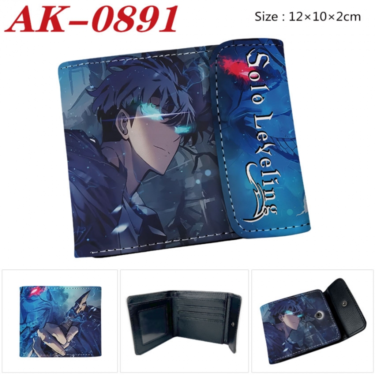 Solo Leveling:Arise Anime PU leather full color buckle two fold wallet 12X10X2CM  ak-0891