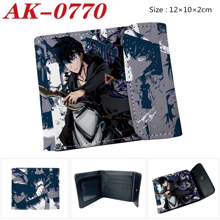 Solo Leveling:Arise Anime PU leather full color buckle two fold wallet 12X10X2CM ak-0770