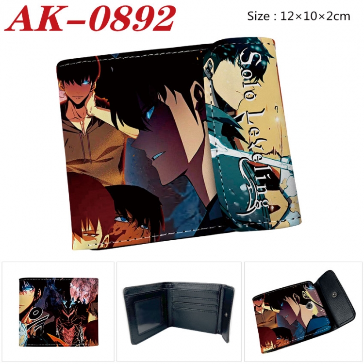 Solo Leveling:Arise Anime PU leather full color buckle two fold wallet 12X10X2CM  ak-0892