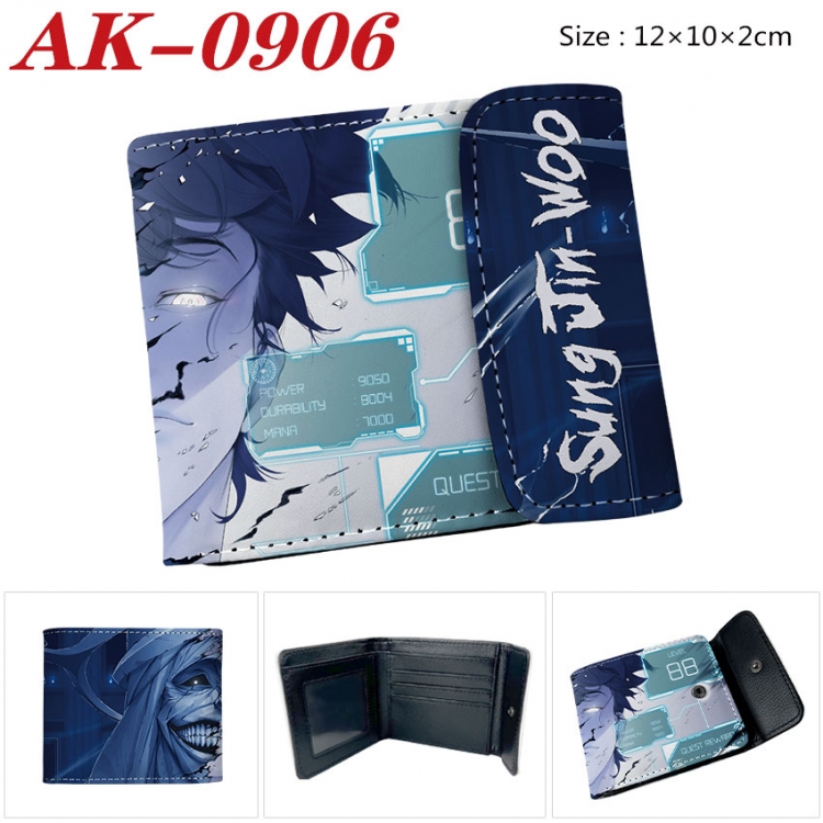 Solo Leveling:Arise Anime PU leather full color buckle two fold wallet 12X10X2CM  ak-0906