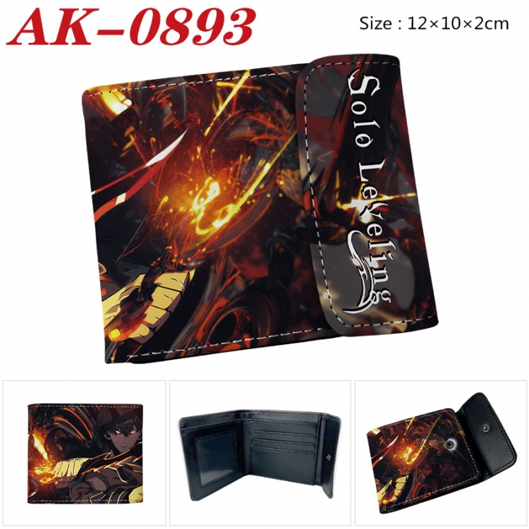 Solo Leveling:Arise Anime PU leather full color buckle two fold wallet 12X10X2CM  ak-0893