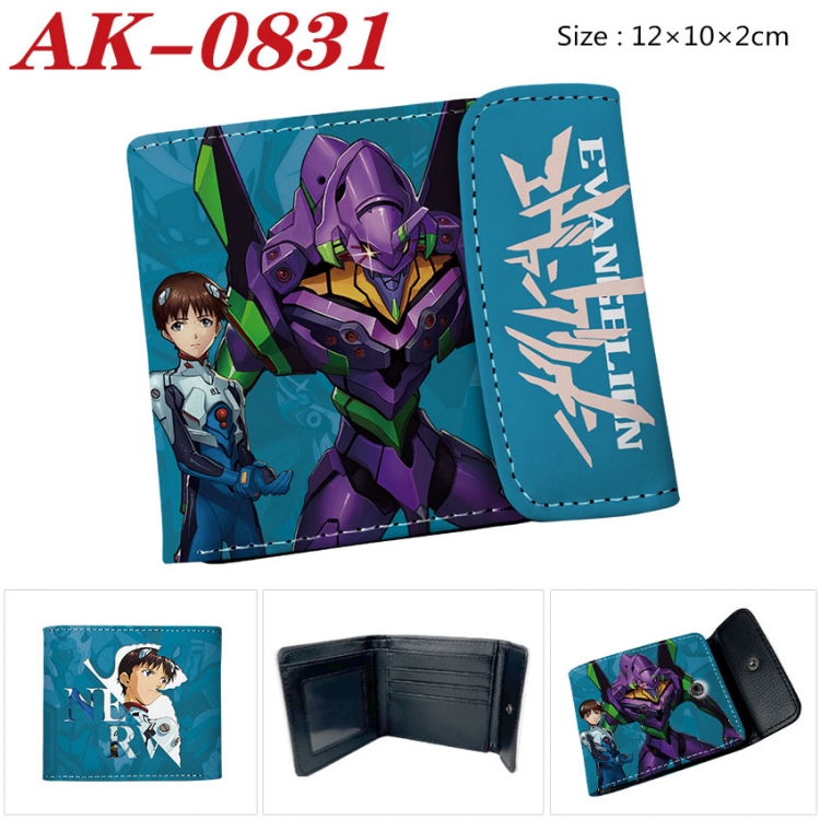 EVA Anime PU leather full color buckle two fold wallet 12X10X2CM ak-0831